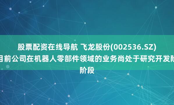 股票配资在线导航 飞龙股份(002536.SZ)：目前公司在机器人零部件领域的业务尚处于研究开发阶段