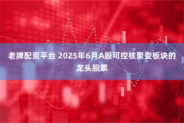 老牌配资平台 2025年6月A股可控核聚变板块的龙头股票